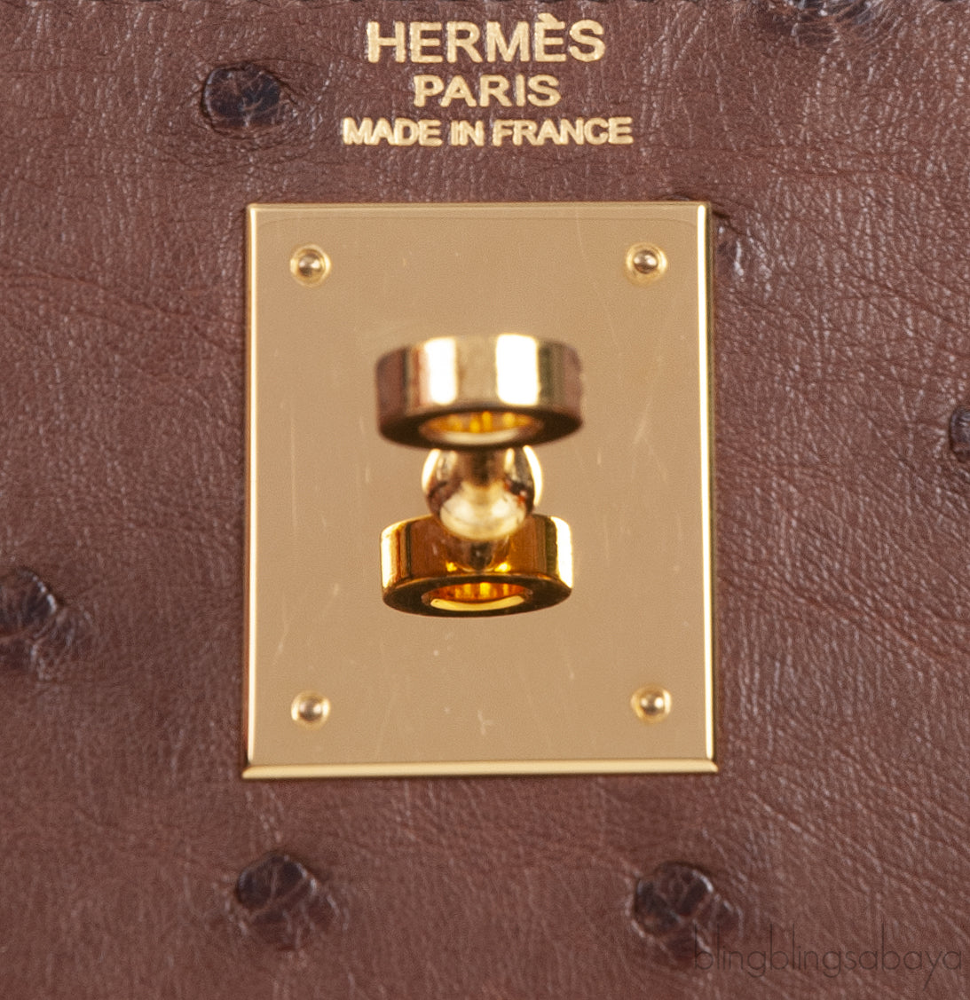 Hermes Kelly 32 Chocolate Natural and Dark Brown Ostrich GHW