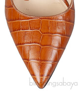Brown Croc Embossed Chloe Mules