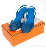 Night 70 Blue Crocodile Slingback Heels