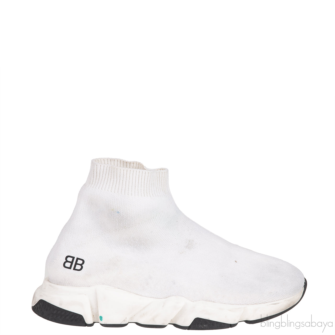 Speed Stretch-knit White High Top Kids Sneakers