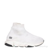 Speed Stretch-knit White High Top Kids Sneakers