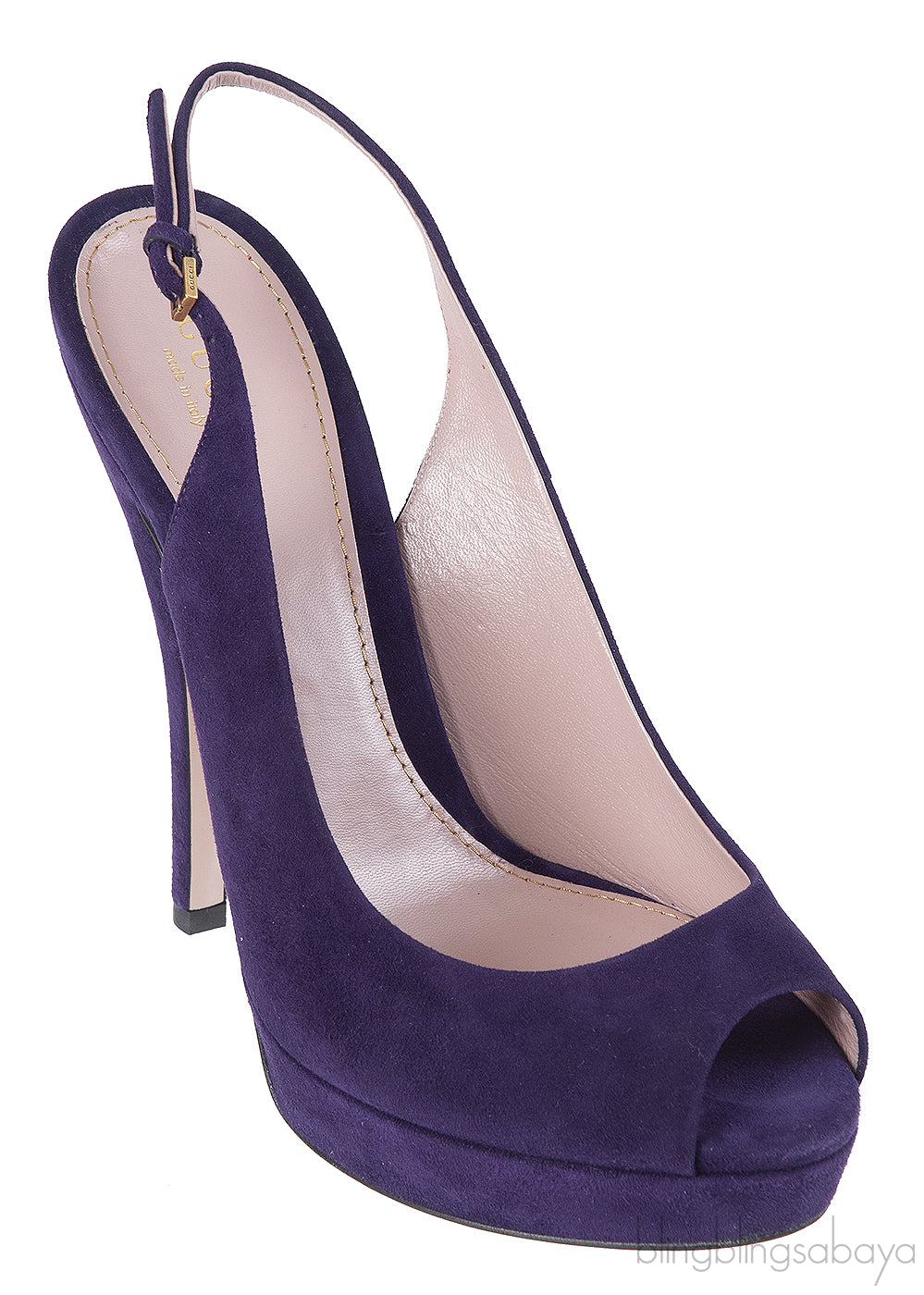 Gucci Purple Suede Slingback Peep Toe