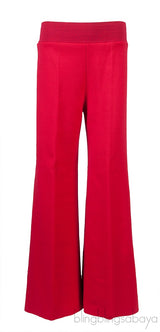 Red Stretch Knit Wide Leg Trouser
