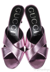 Gucci Criss-cross Metallic Pink Sandals