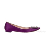 Blahnik Purple Satin Hangisi Flat Shoes