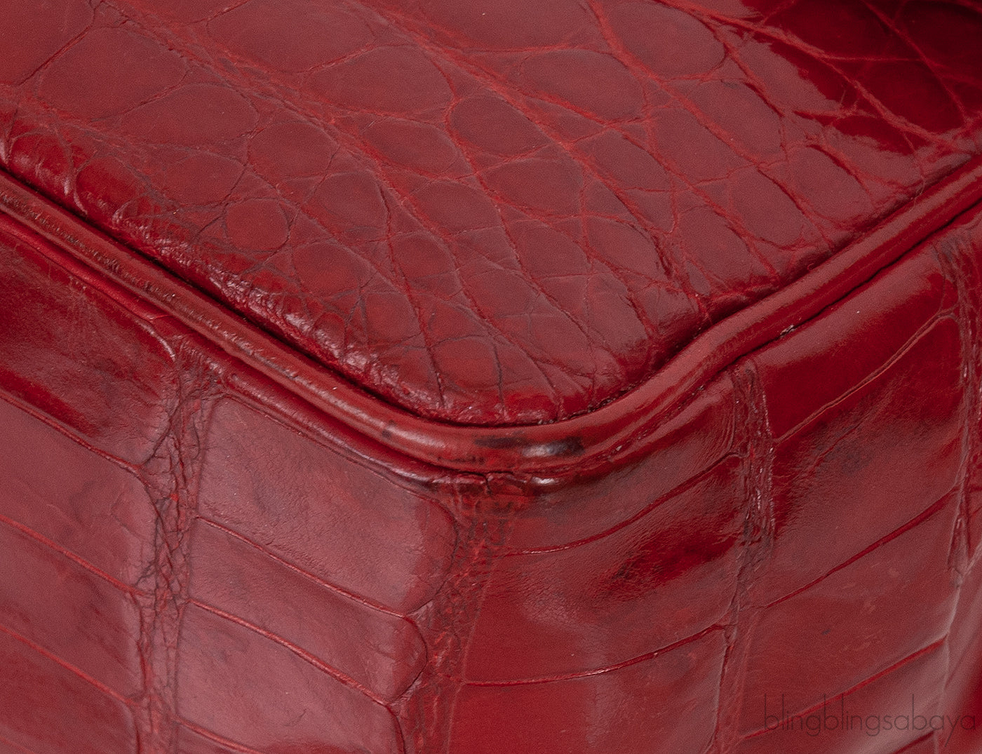 Vintage Red Crocodile CC Classic Mini Square Bag