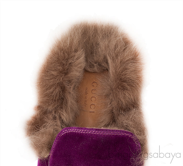 Purple Princetown Fur Slide