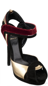 Tri-color Peep Toe Platform Heels