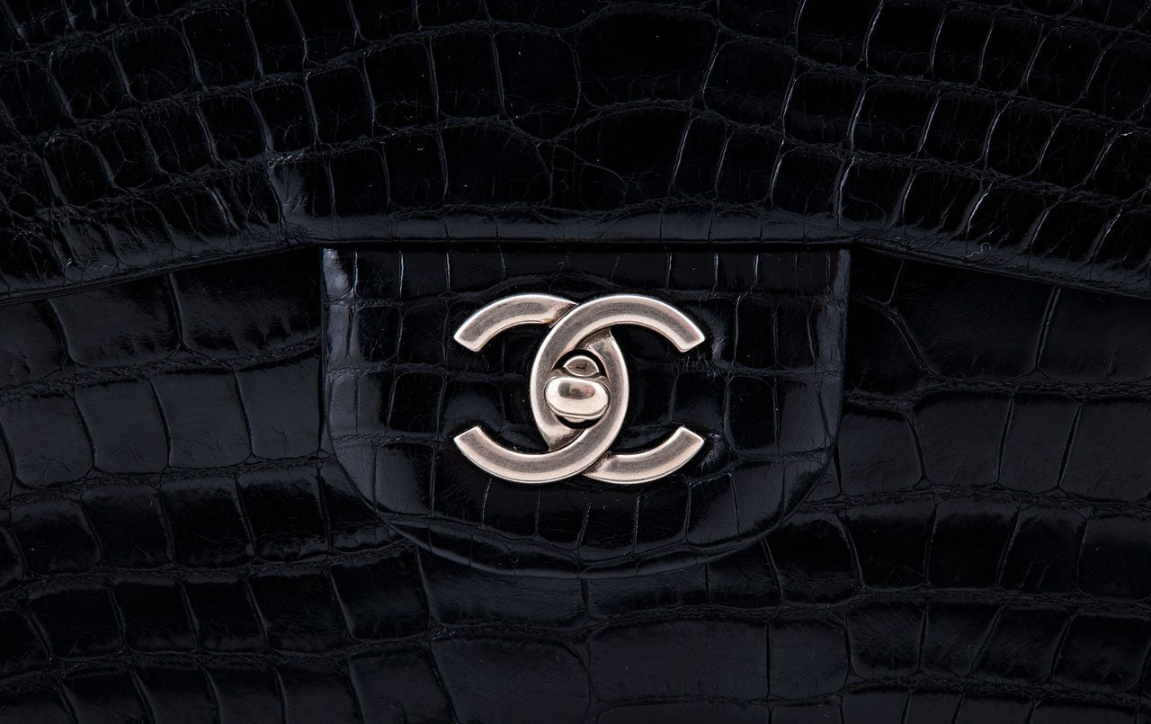 Classic Jumbo Black Shiny Croco