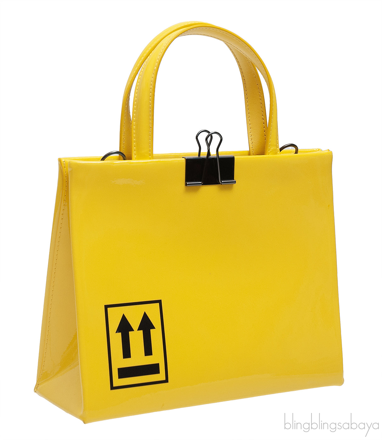 Yellow Patent Mini Box Bag