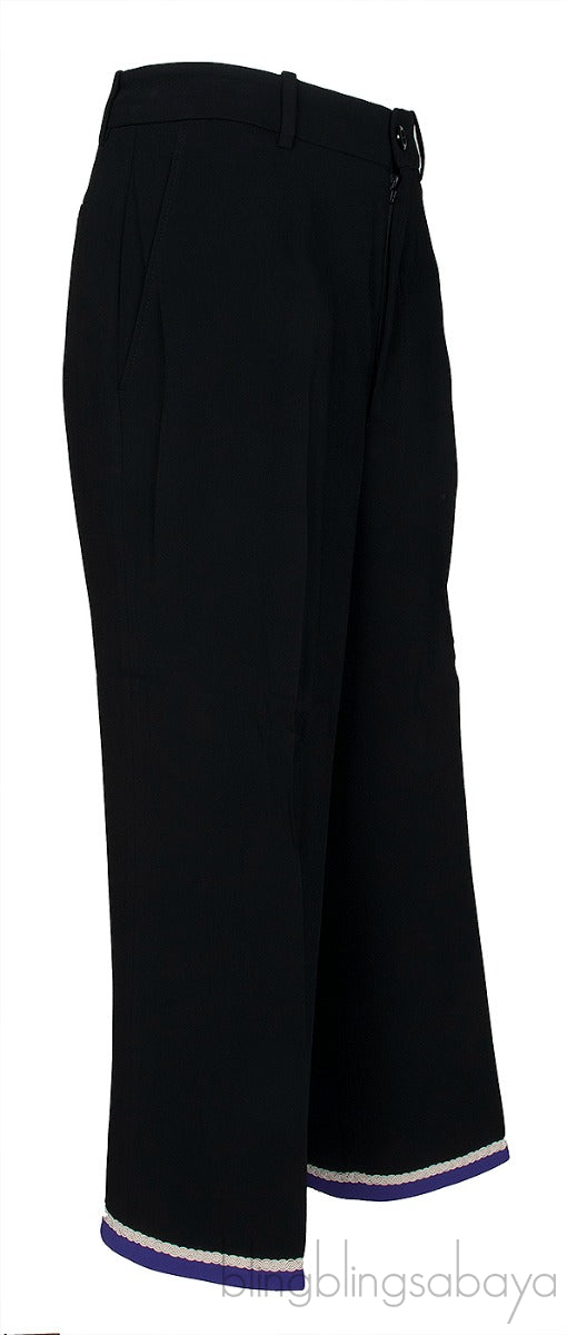 Purple Trim Wide Leg Trouser