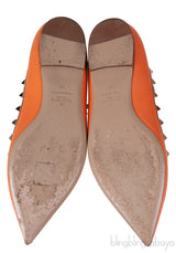 Orange Matte Rockstud Flat Ballerina