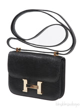Hermes Vintage Constance Micro 14 Black Varanus Lizard GHW