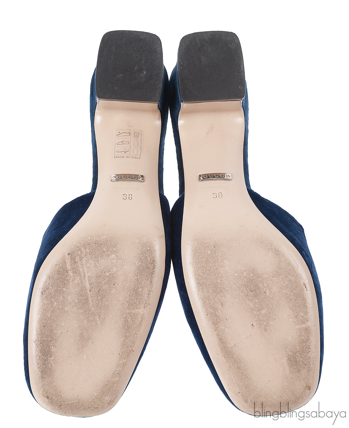 Gucci Blue Velvet G Crystal Madelyn Mules