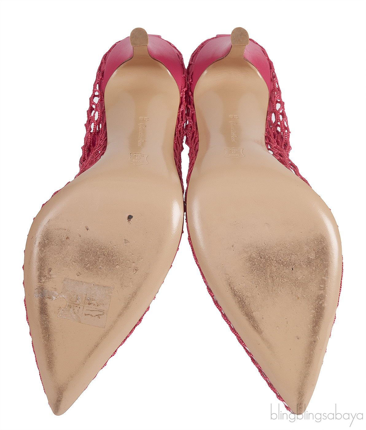 GIANVITO ROSSI Pink Leather Trimmed Fishnet Pump 38