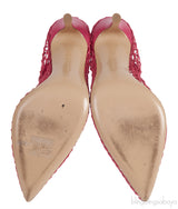 GIANVITO ROSSI Pink Leather Trimmed Fishnet Pump 38
