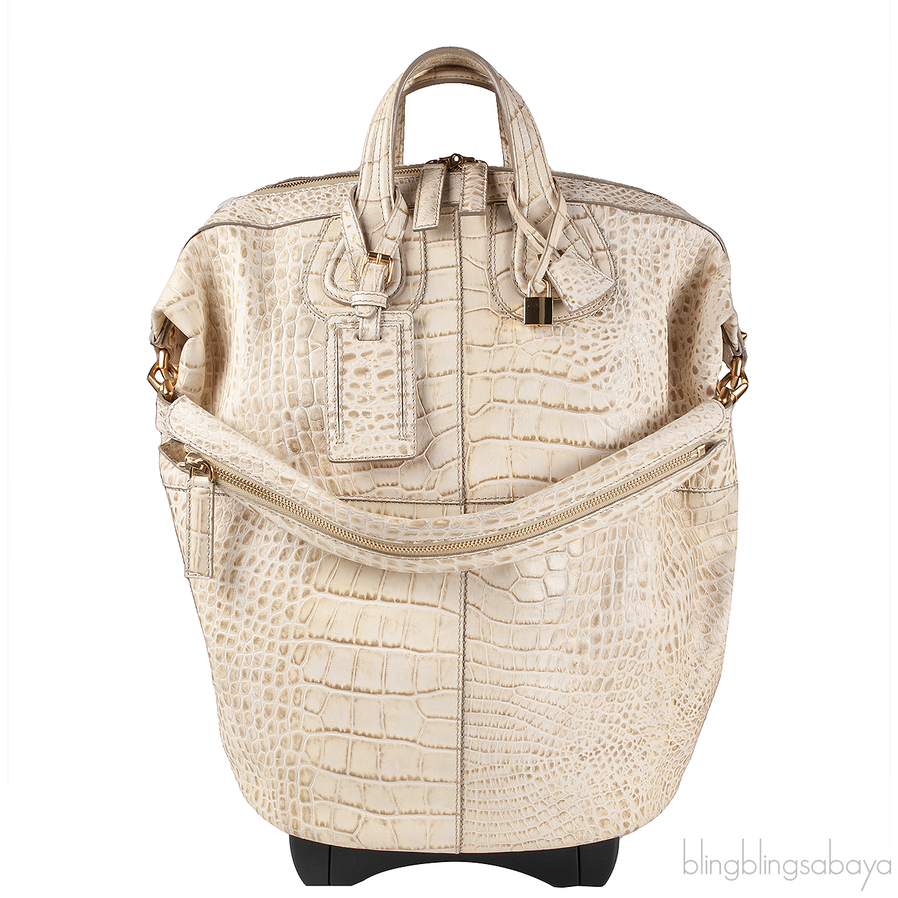 Nightingale Calf Leather Croc Embossed Luggage Trolley