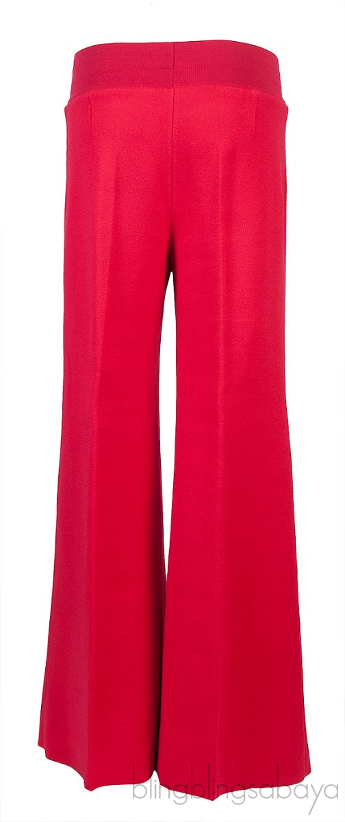 Red Stretch Knit Wide Leg Trouser