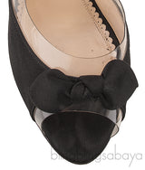 Black PVC Bow Heels