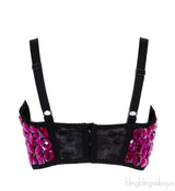 Purple Crystal Emb. Crop Top