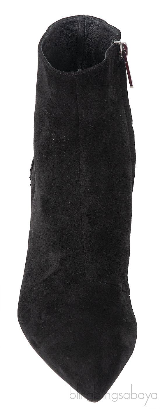 Balmain Black Pointed Toe Suede Ankle Boots