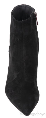 Balmain Black Pointed Toe Suede Ankle Boots