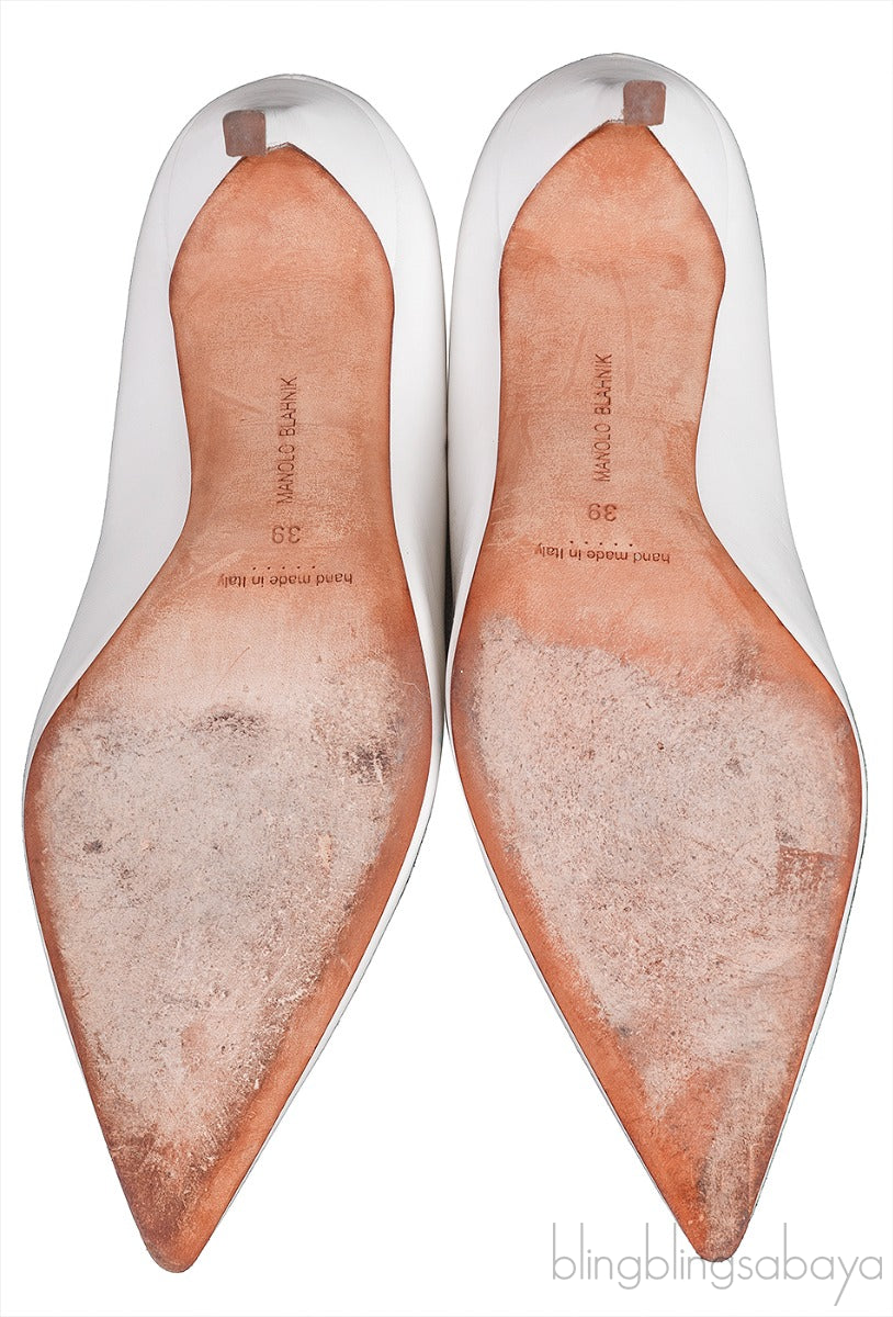 White Matte Pointed Toe Heels