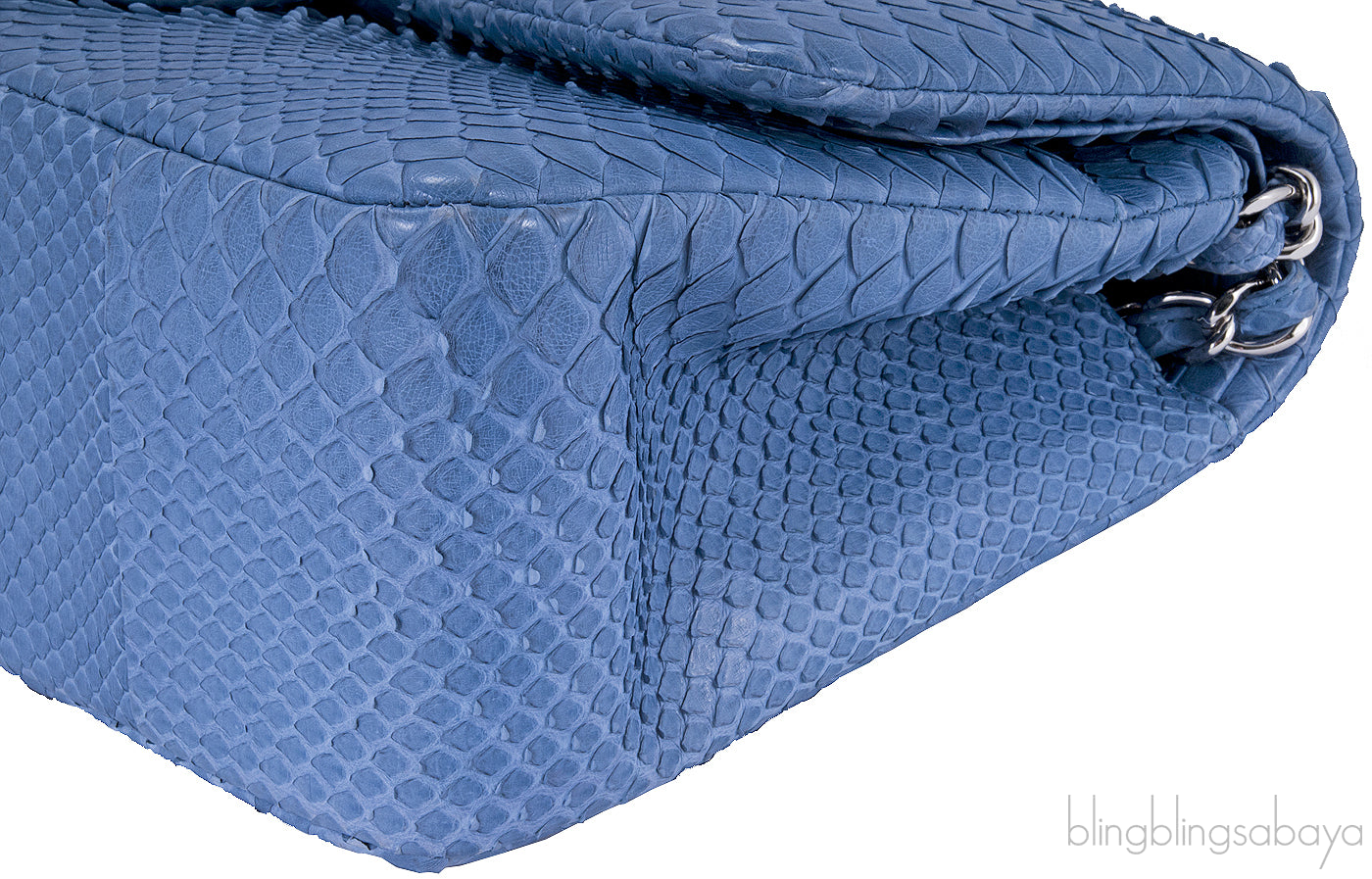 Classic Jumbo Blue Python Flap Bag