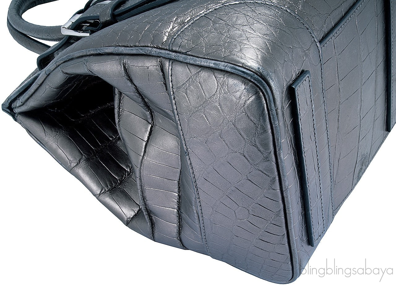 Ricky Metallic Silver Alligator Bag