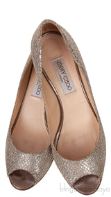 Silver Glittery Peep Toe Pump