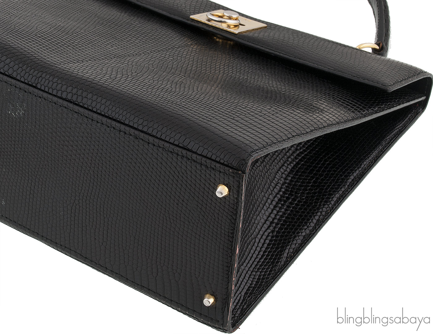 Vintage Black Lizard Top Handle Bag