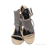 Giuseppe Zanotti Python Embossed Beige Crystal Sandals