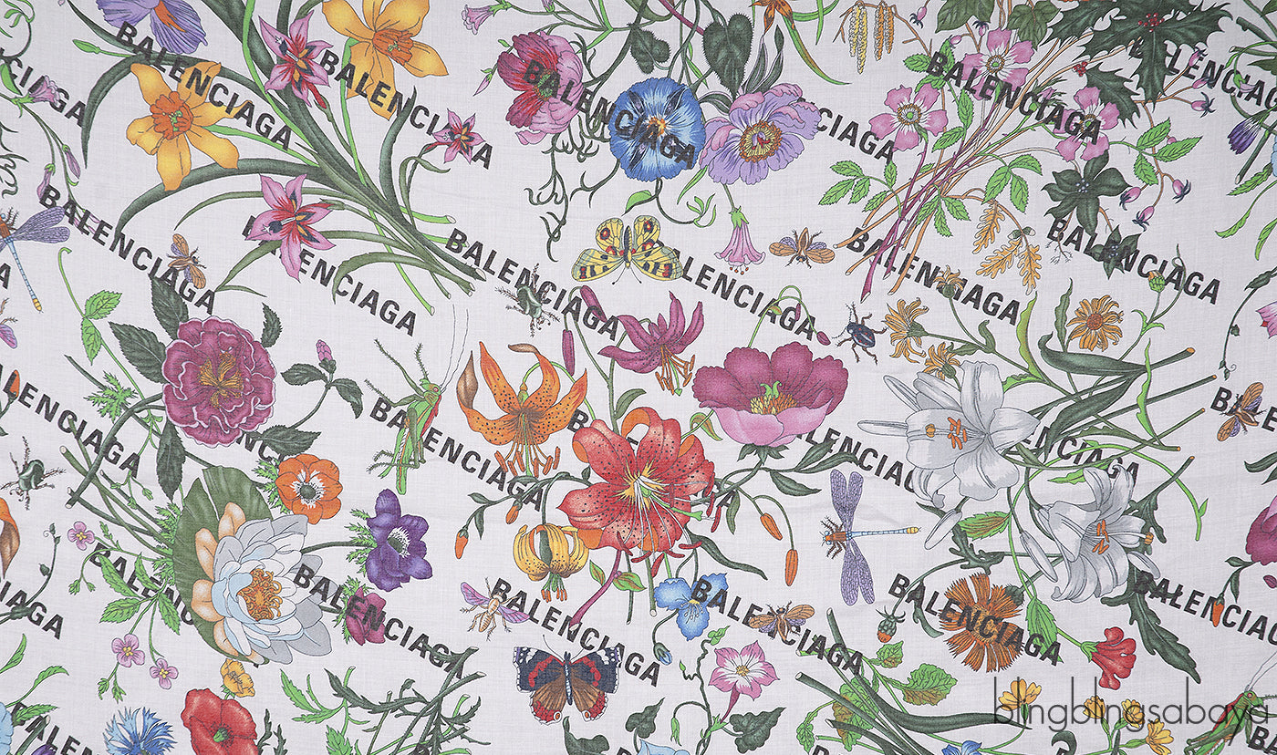 Gucci x Balenciaga The Hacker Project Flora Print Silk Scarf White