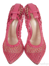 GIANVITO ROSSI Pink Leather Trimmed Fishnet Pump 38