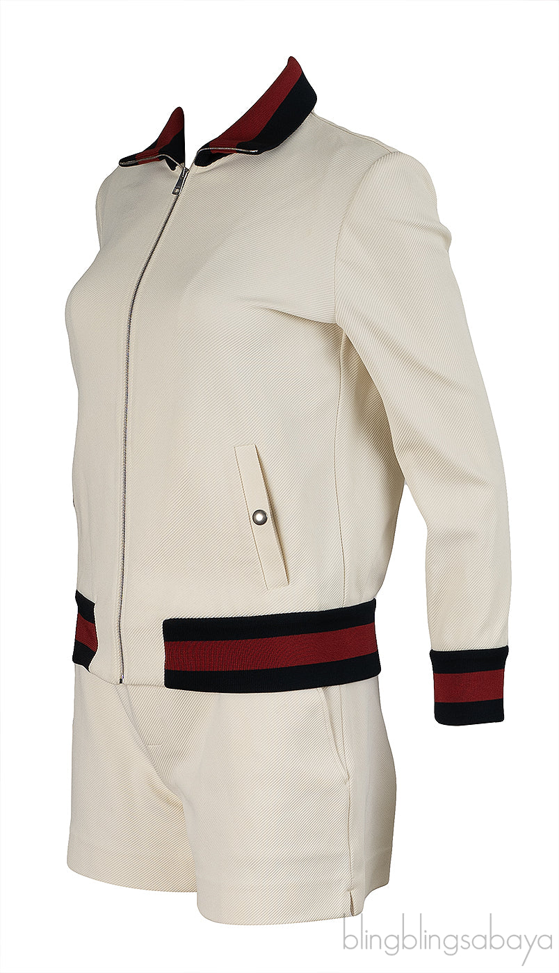Gucci Cream Contrast Trim Jacket and Shorts