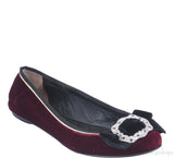 Maroon Velvet Bow Ballet Flat