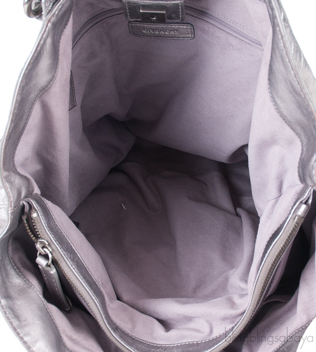 Givenchy Metallic Grey GG Leather Hobo Bag