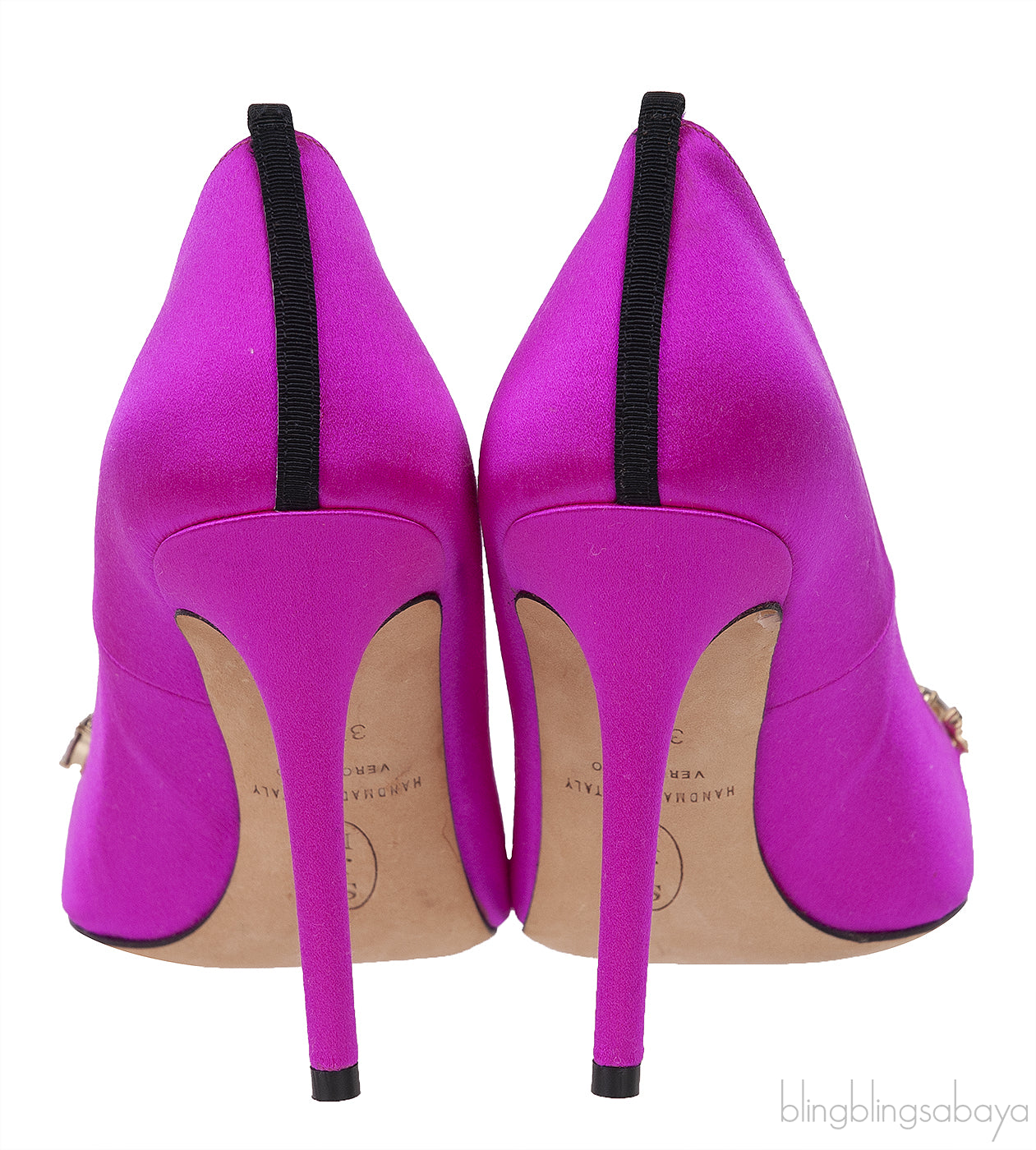 Pink Satin Crystal Embellished Heels
