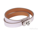 Hermes Mini Kelly Double Tour Bracelet Epsom Mauve Pale PHW