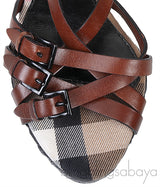 Brown Leather Strappy Wedge Sandals