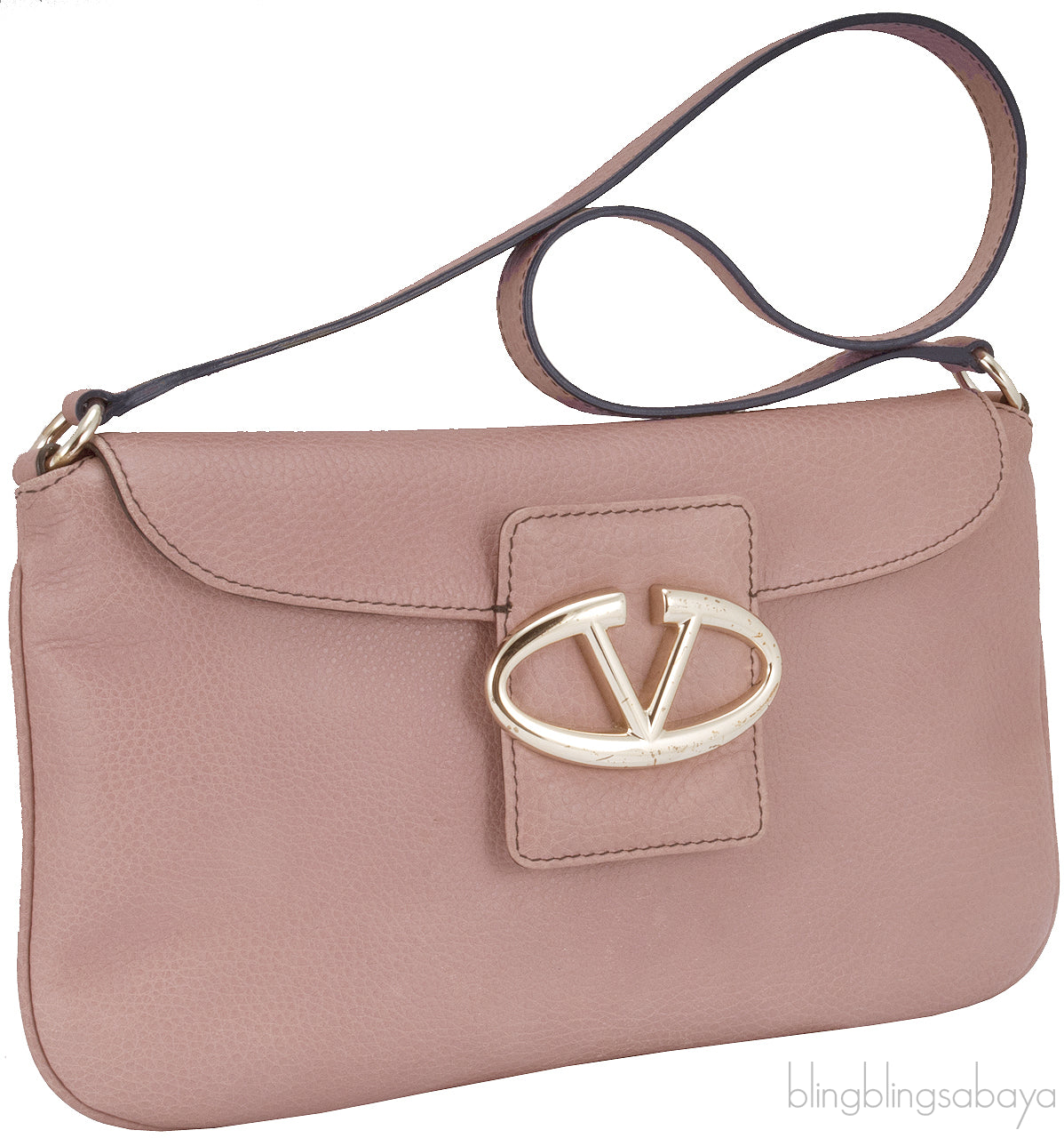 Dusty Pink V Logo Shoulder Bag