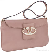 Dusty Pink V Logo Shoulder Bag