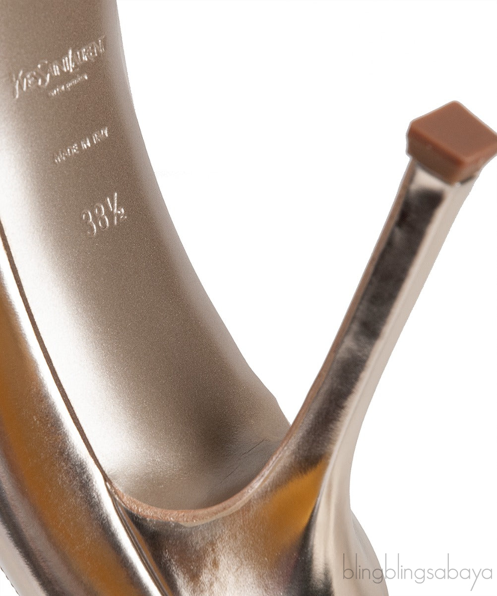Light Gold Tribtoo Leather Pumps