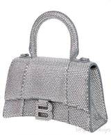 Hourglass XS Silver Rhinestone Suede Calfskin
