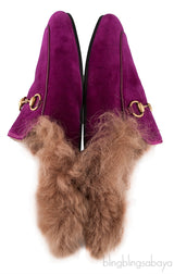Purple Princetown Fur Slide