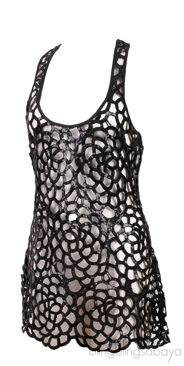 Agent Provocateur Sequin Embellished Cut-out Tank Top