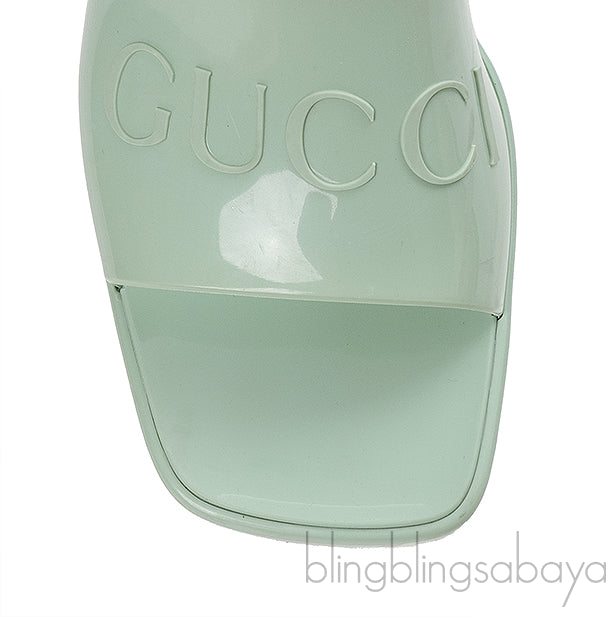 Gucci Rubber Slide Pastel Green Sandals