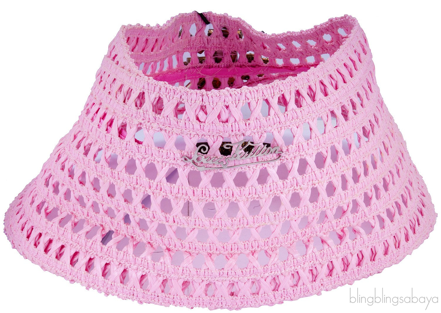 Pink Raffia Crochet Visor