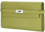 Kelly Long Wallet Chevre Vert Anis