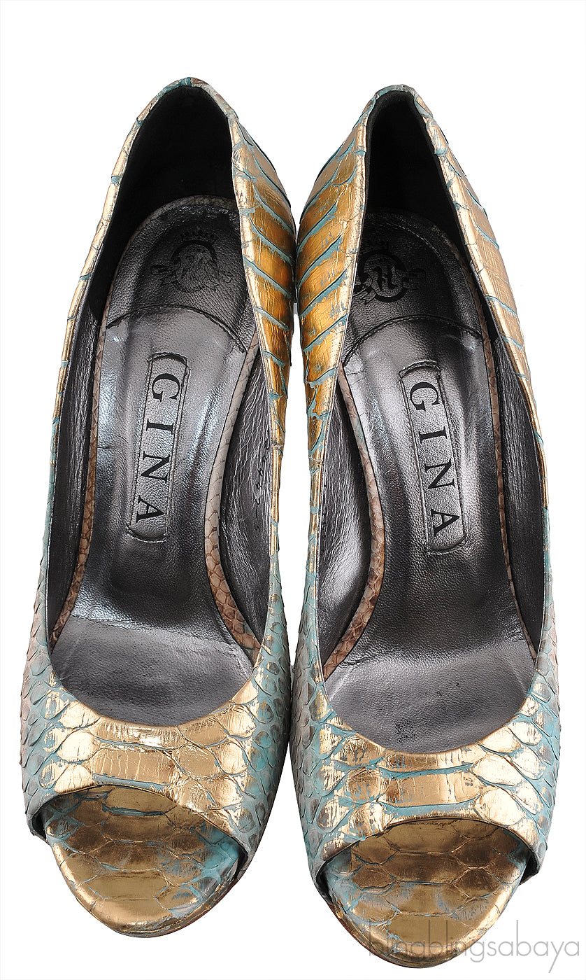 Python Multi-color Peep Toe Heels